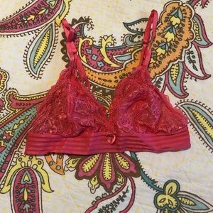Pink lacy triangle bralette